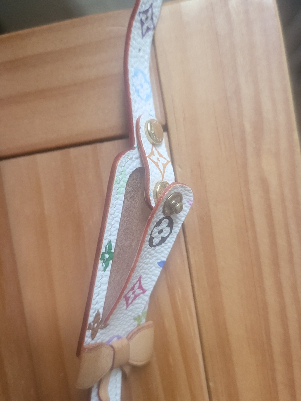 Authentic Louis Vuitton Multicolor Monogram Bracelet Porto Address Leather.